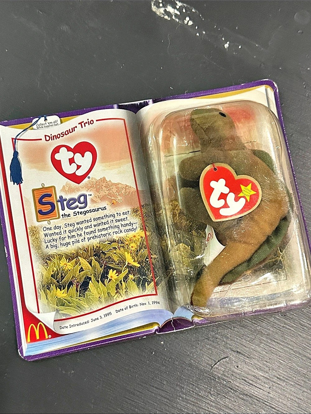 Ty Steg the Stegosaurus Dinosaur Plush McDonald’s happy meal collectible toy tri